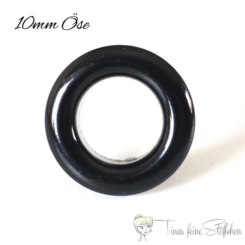 10mm schwarze Ösen mit Scheibe - 10er Set