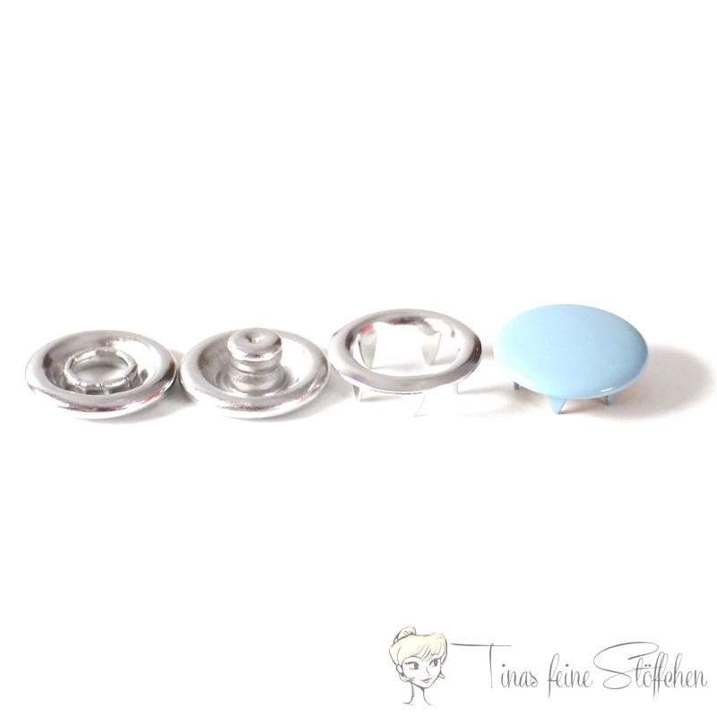 Set of 10 closed 11mm Jersey snaps in light blue colour