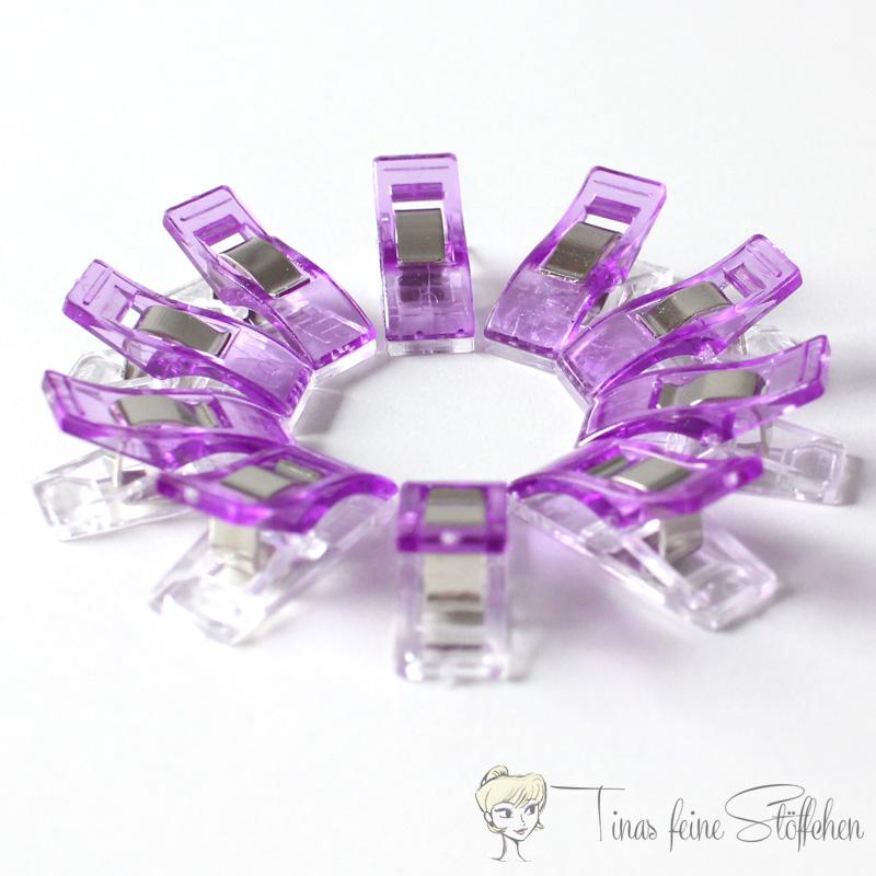 10er Set violette Stoffklammern "Wonder Clips" - ca. 2,7cm Länge