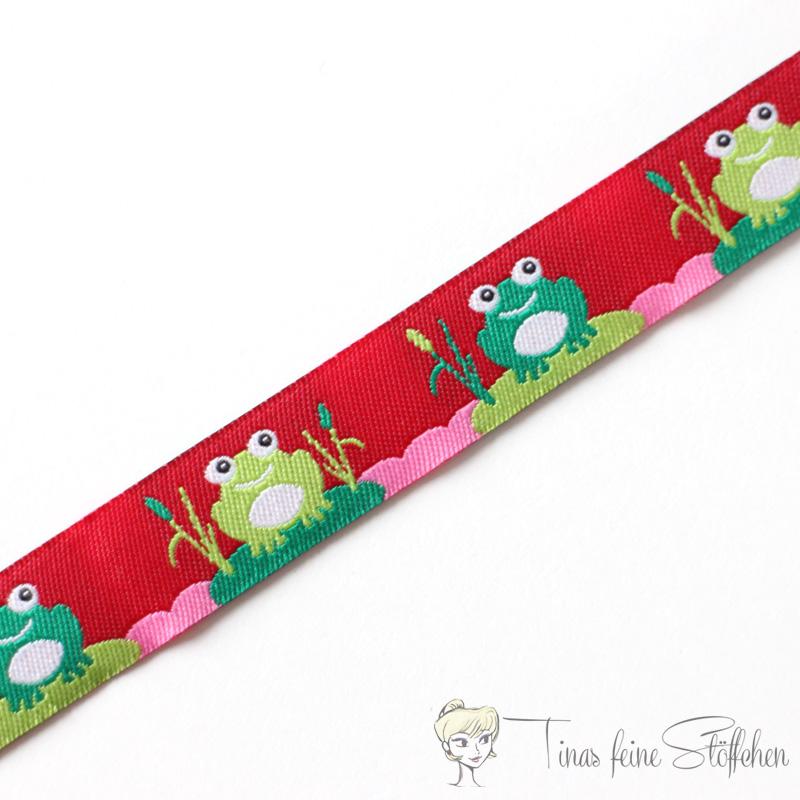 16mm frogs woven ribbon