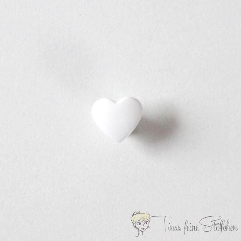 Set of 10 KAM-Snaps T5 hearts white - Ø 12,4mm