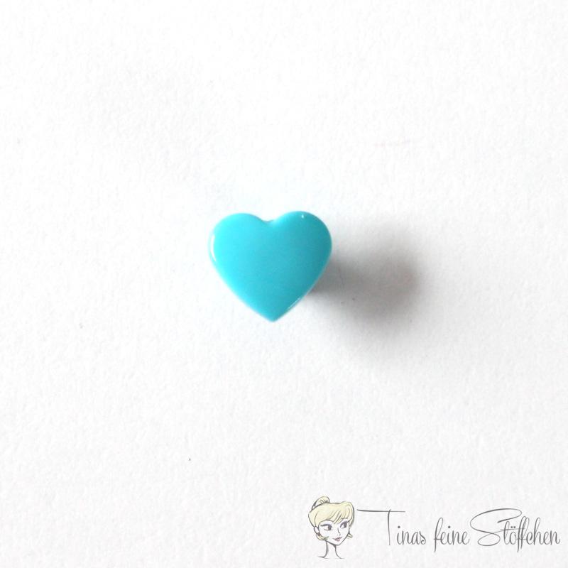 Set of 10 KAM-Snaps T5 hearts turquoise - Ø 12,4mm