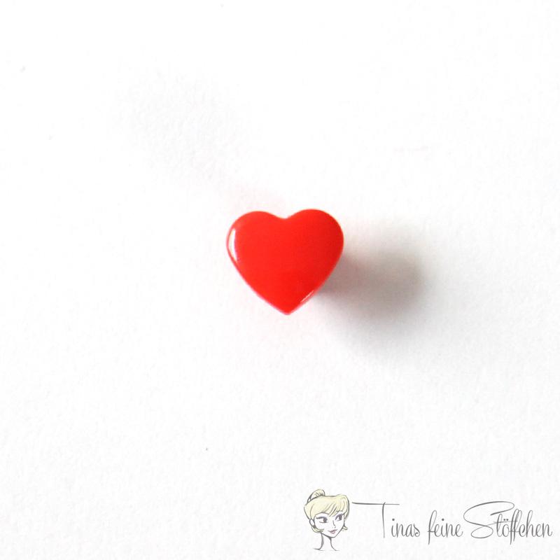 Set of 10 KAM-Snaps T5 hearts red - Ø 12,4mm