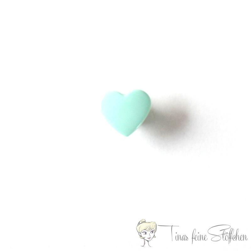 Set of 10 KAM-Snaps T5 hearts mint - Ø 12,4mm