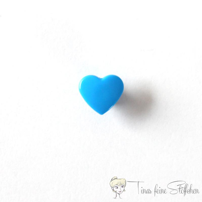 Set of 10 KAM-Snaps T5 hearts blue - Ø 12,4mm