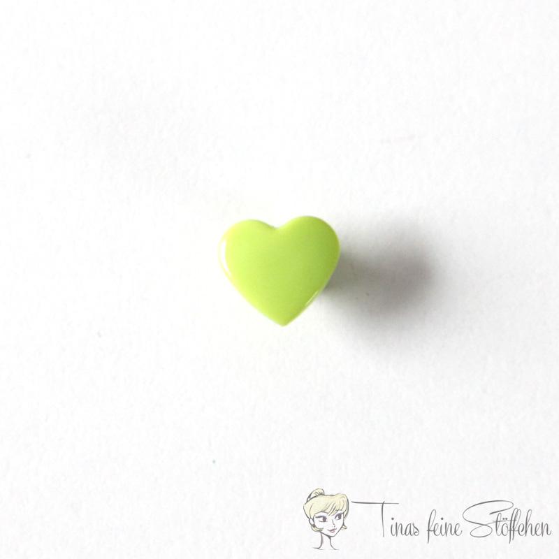 Set of 10 KAM-Snaps T5 hearts green - Ø 12,4mm