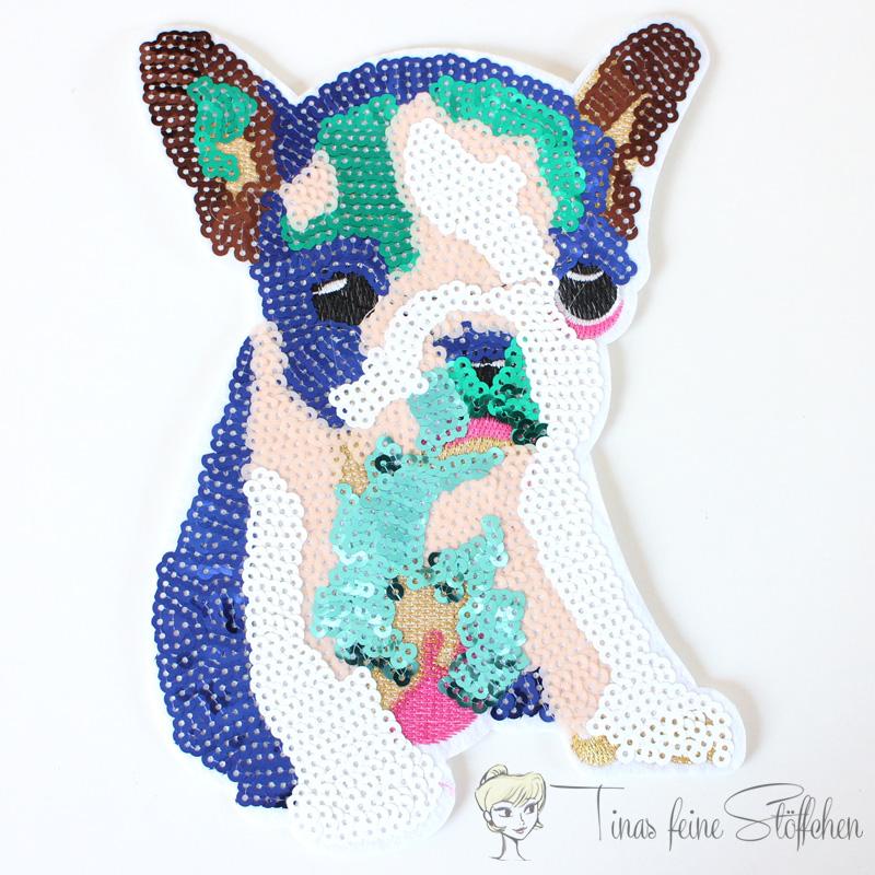 Puppy iron on sequins application - Kopie