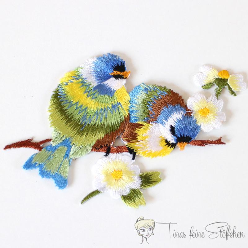 Two birds on a branch hanger embroidery application