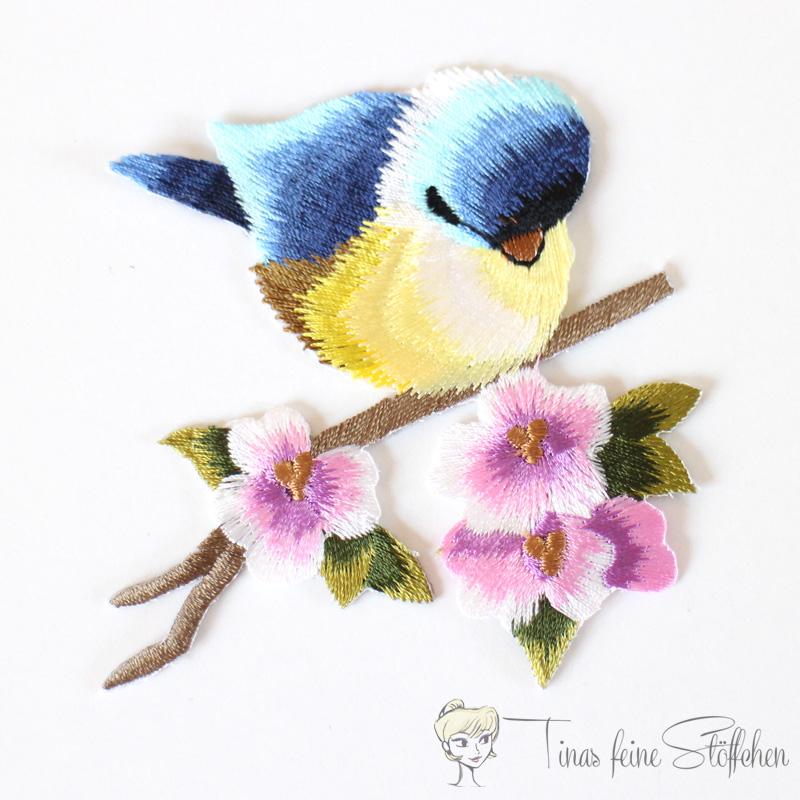 Bird on a branch hanger embroidery application