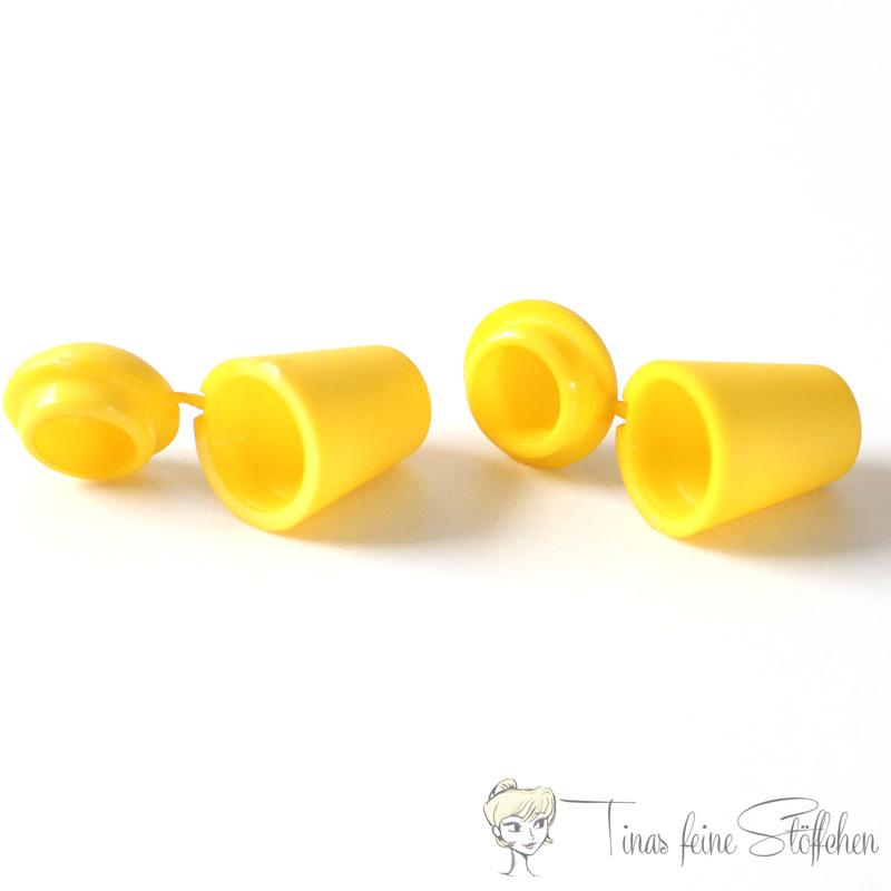 2 pcs. Hoodie cord plastic endcap yellow with closure for 5mm hoodie cords