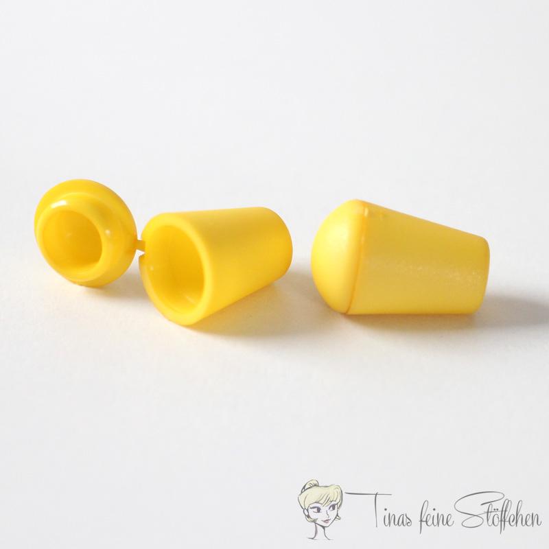 2 pcs. Hoodie cord plastic endcap yellow with closure for 5mm hoodie cords