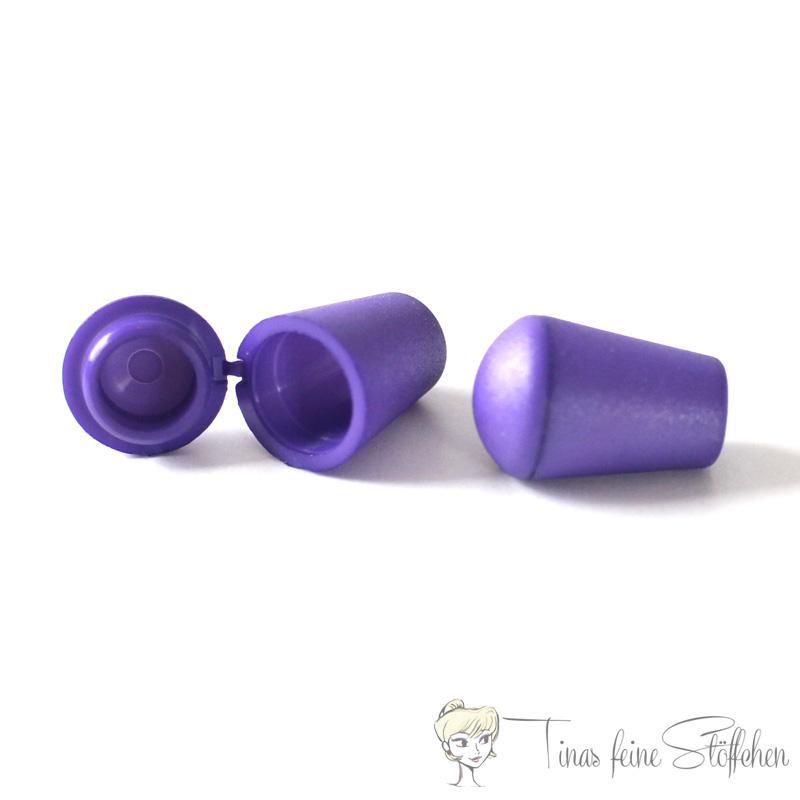 2 pcs. Hoodie cord plastic endcap purple with closure for 5mm hoodie cords