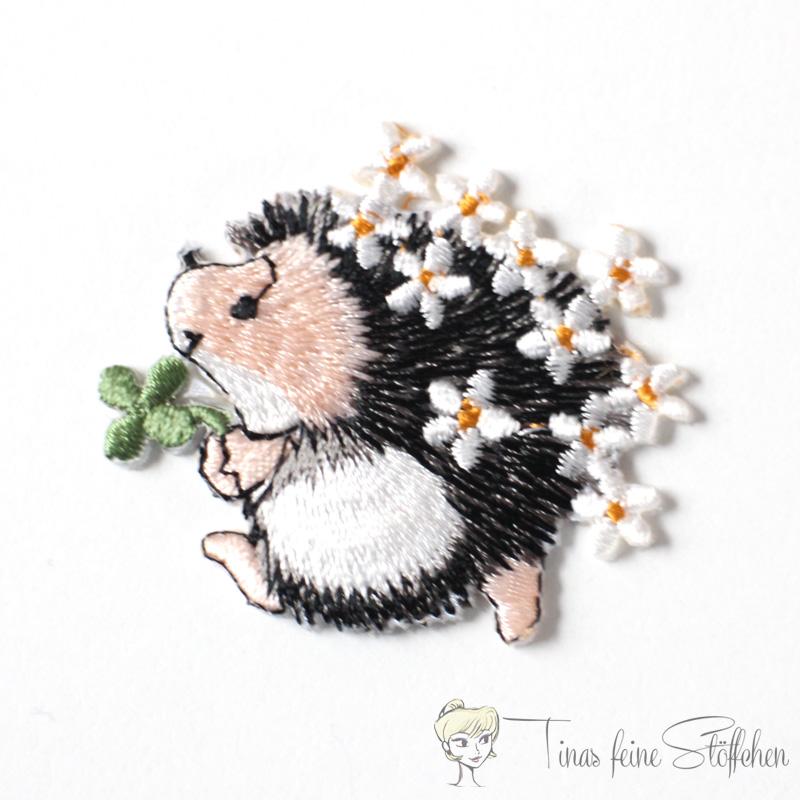 Small hedgehog with flowers embroidery application