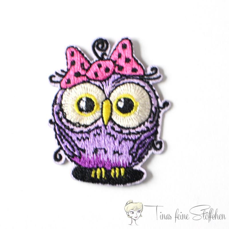 Owls with pink mesh iron on embroidery application