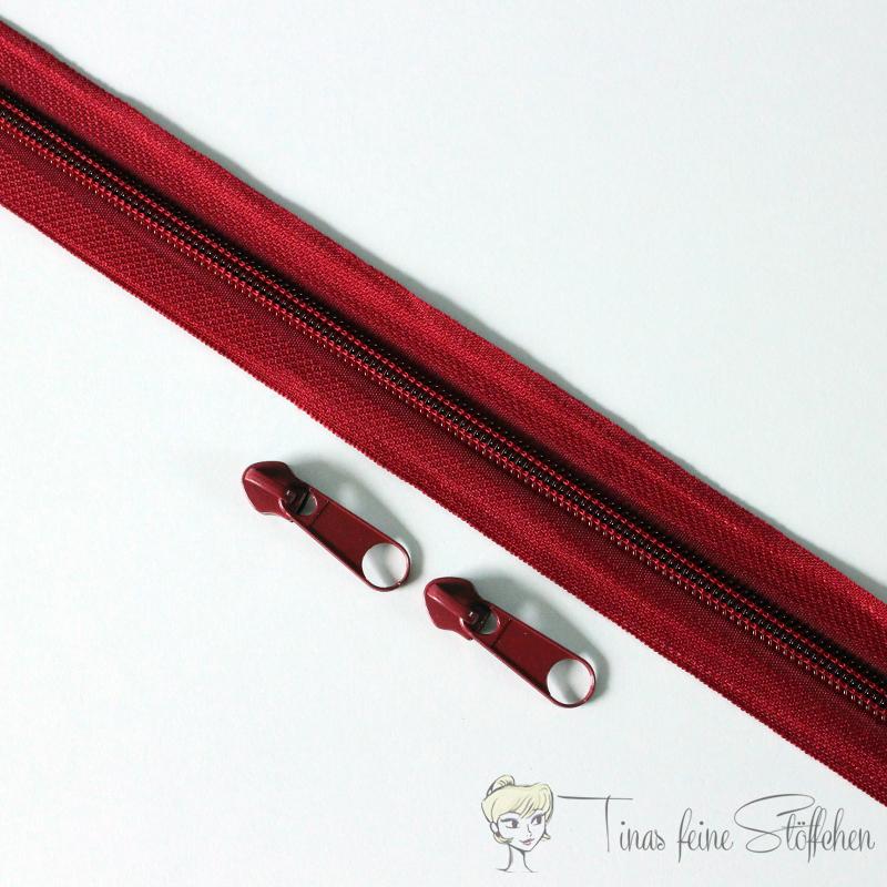 Endless wine-red zipper made of nylon - bead width 5mm