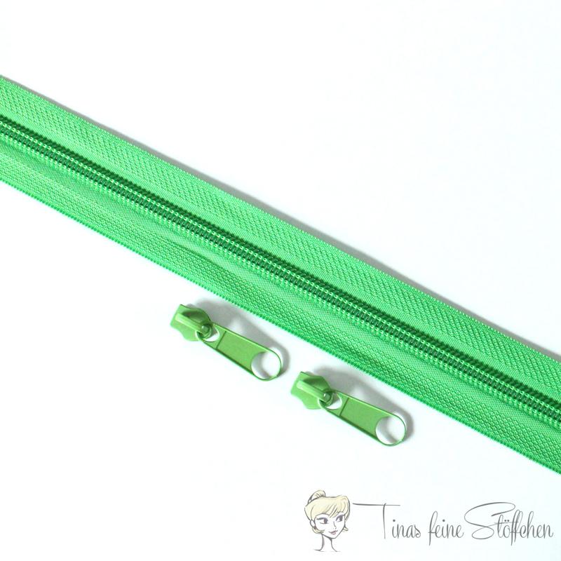 Endless green zipper made of nylon - bead width 5mm