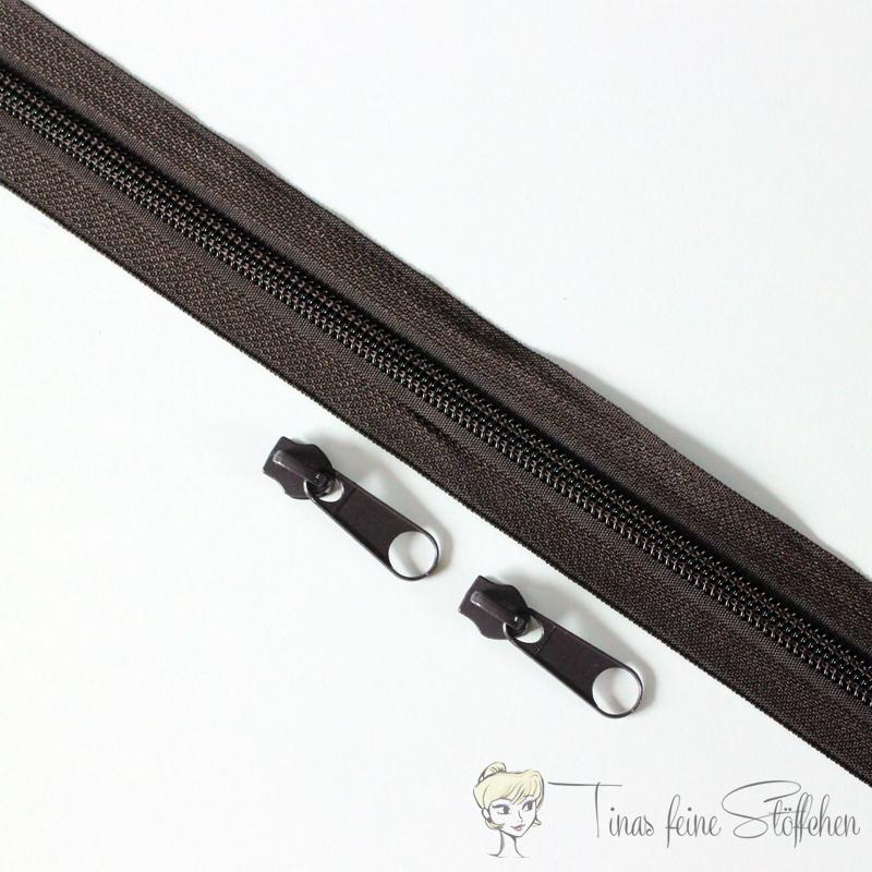 Endless dark coffee zipper made of nylon - bead width 5mm