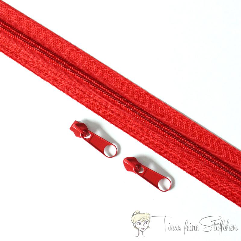 Endless red zipper made of nylon - bead width 5mm