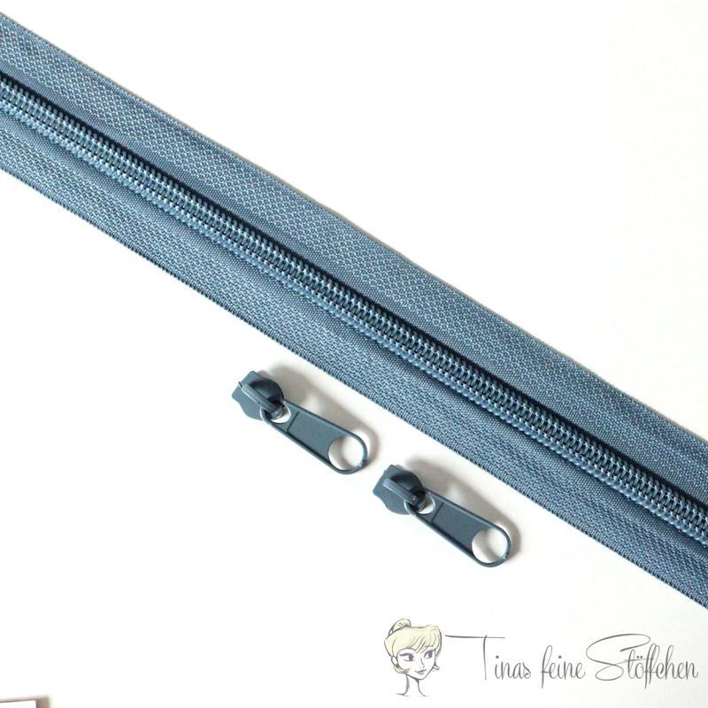 Endless grey zipper made of nylon - bead width 5mm