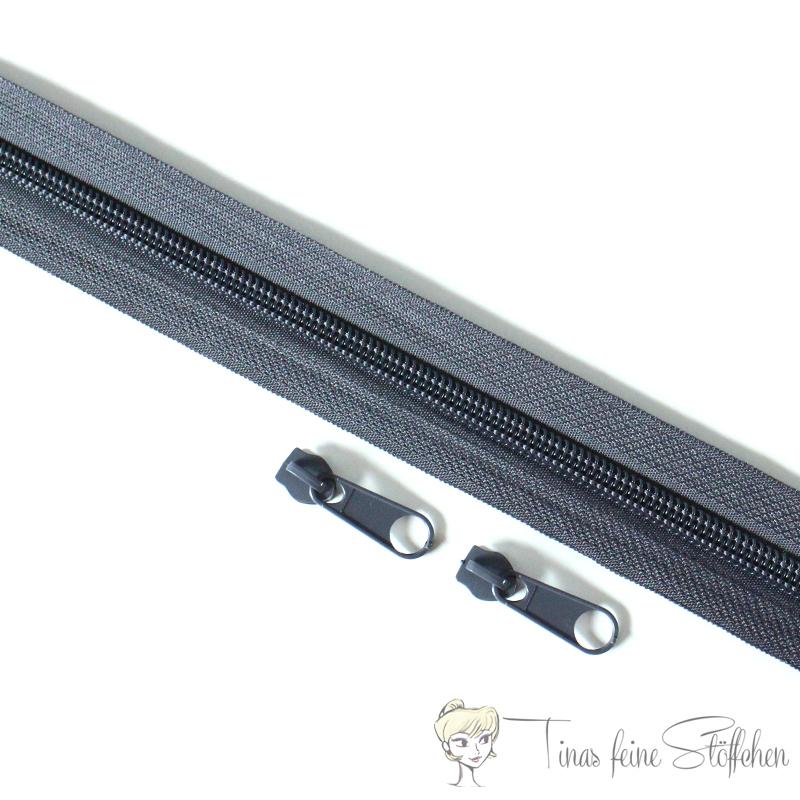 Endless dark grey zipper made of nylon - bead width 5mm