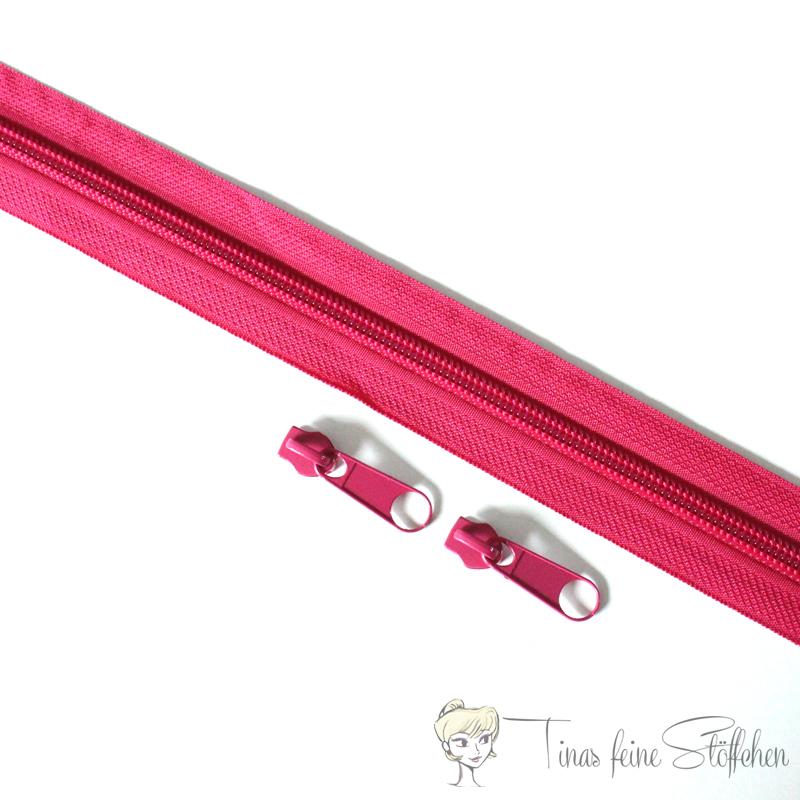 Endless pink zipper made of nylon - bead width 5mm