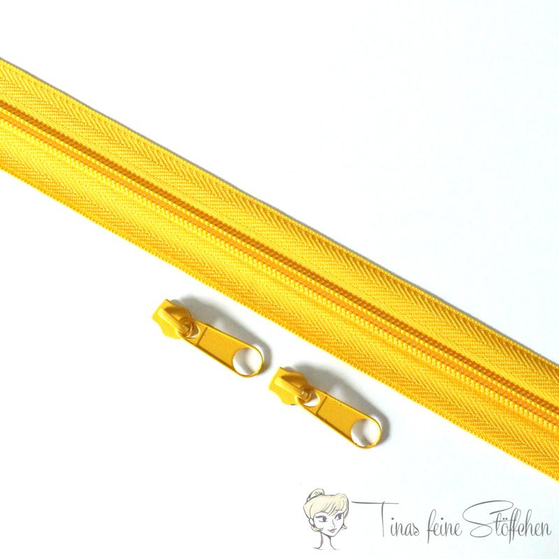 Endless golden yellow zipper made of nylon - bead width 5mm