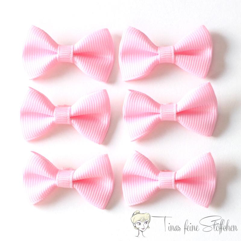 6 pieces ligth pink bows - ca. 3,5x2cm made of polyester