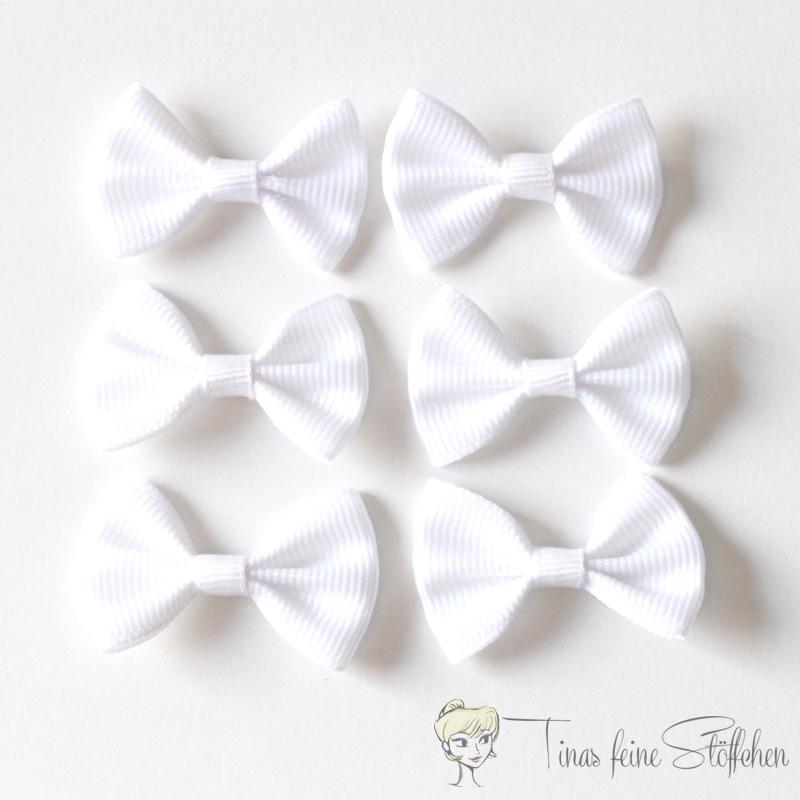 6 pieces white bows - ca. 3,5x2cm made of polyester