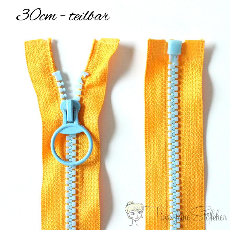 Zipper orange-light blue - divisible 30cm