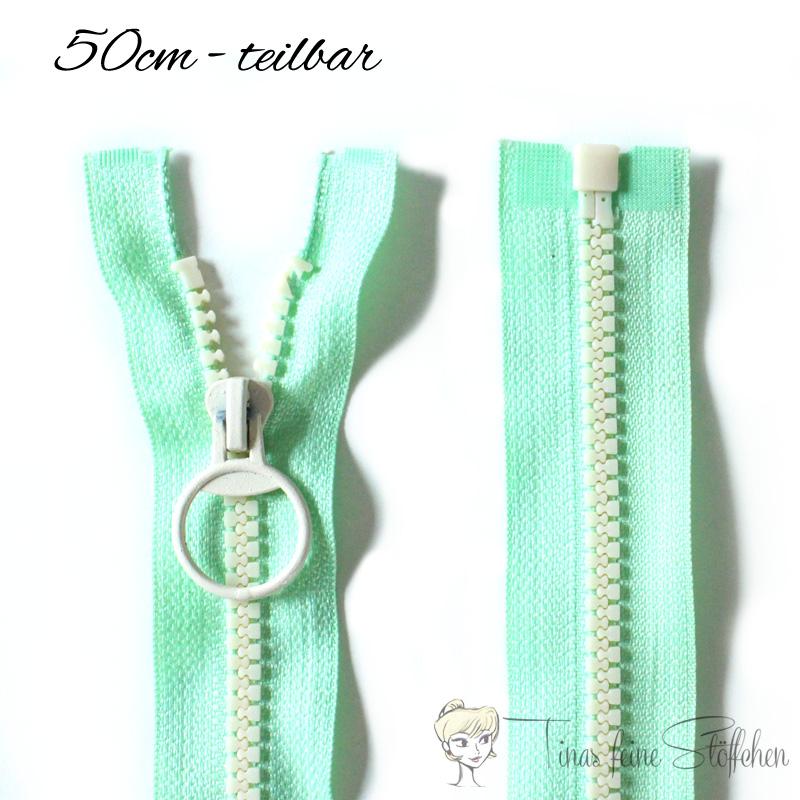 Zipper light green-beige - divisible 60cm