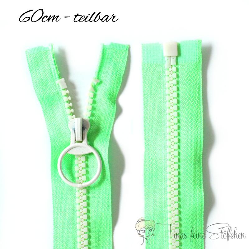 Zipper green-beige - divisible 60cm