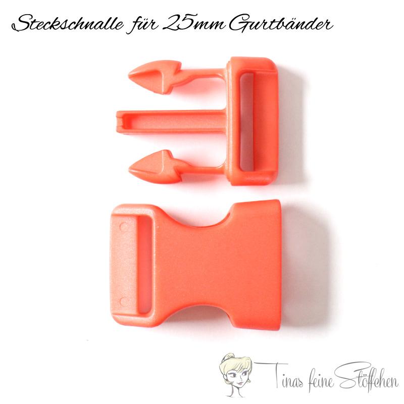 Steckschnalle orange für 25mm Gurtbänder