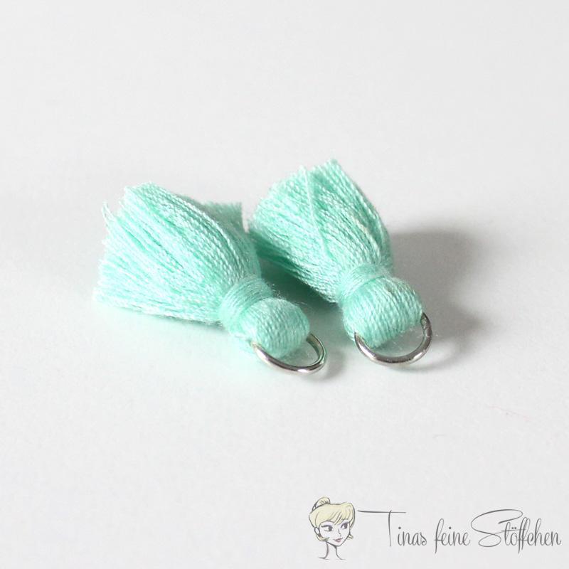 2cm tassel mint cotton - with metal ring