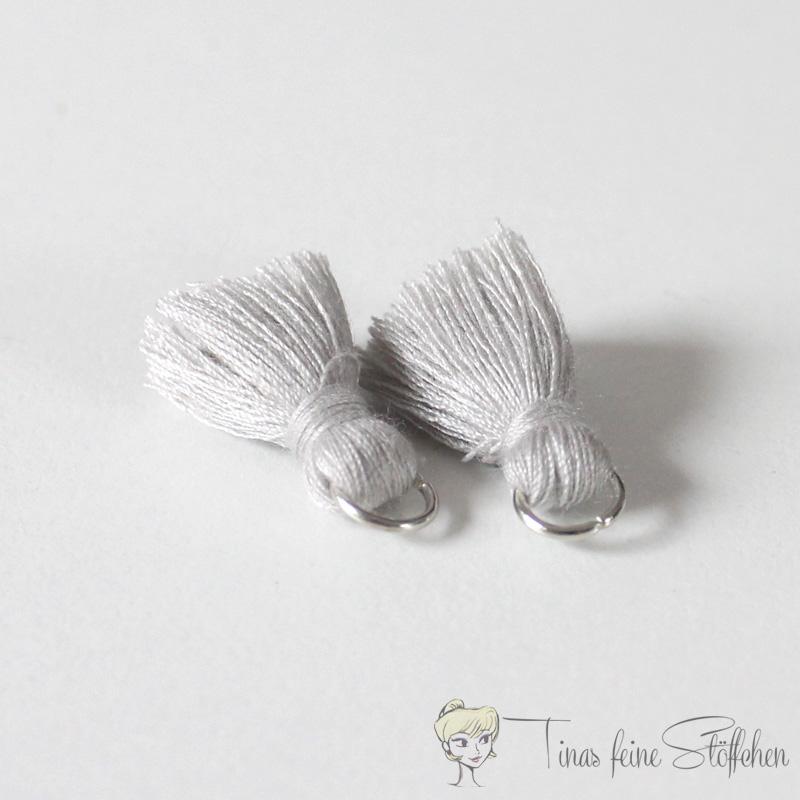 2cm tassel silver-gray cotton - with metal ring