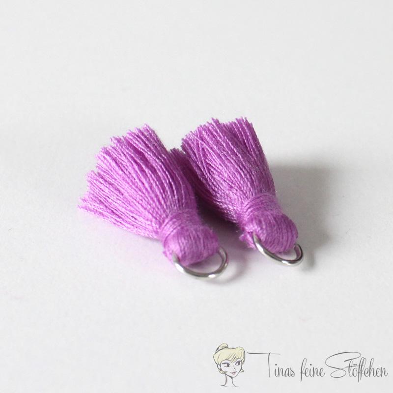 2cm tassel purple cotton - with metal ring