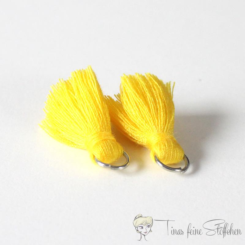 2cm tassel yellow cotton - with metal ring