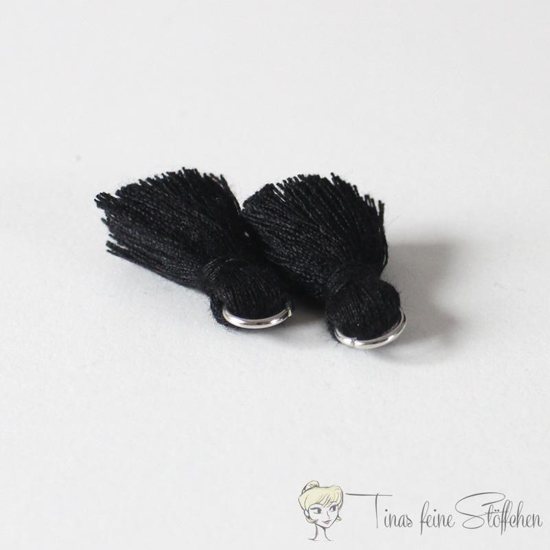 2cm tassel black cotton - with metal ring