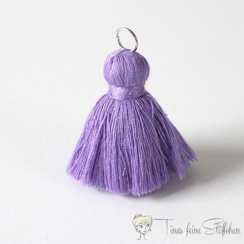 4cm purple cotton tassel - with metal ring