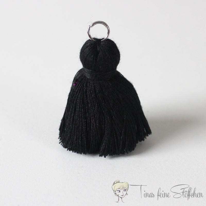 4cm black cotton tassel - with metal ring