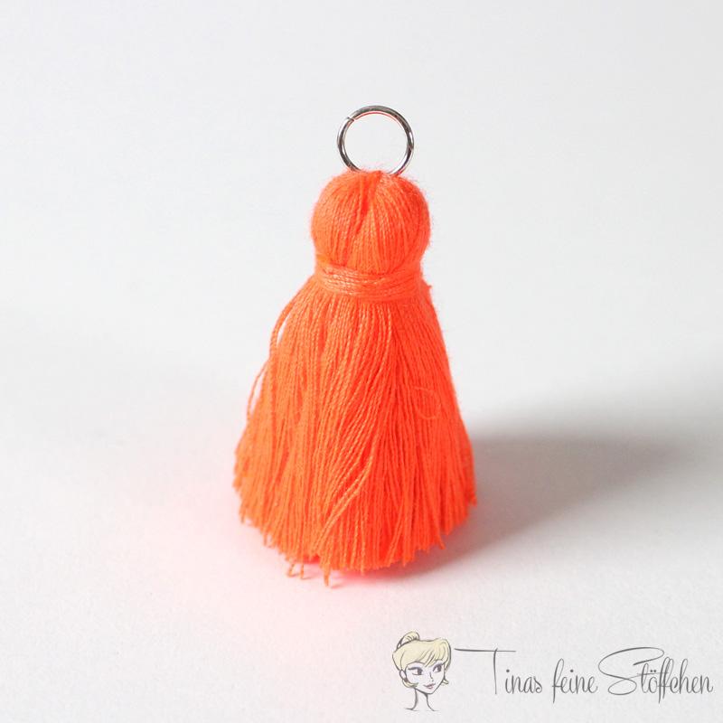 4cm orange cotton tassel - with metal ring