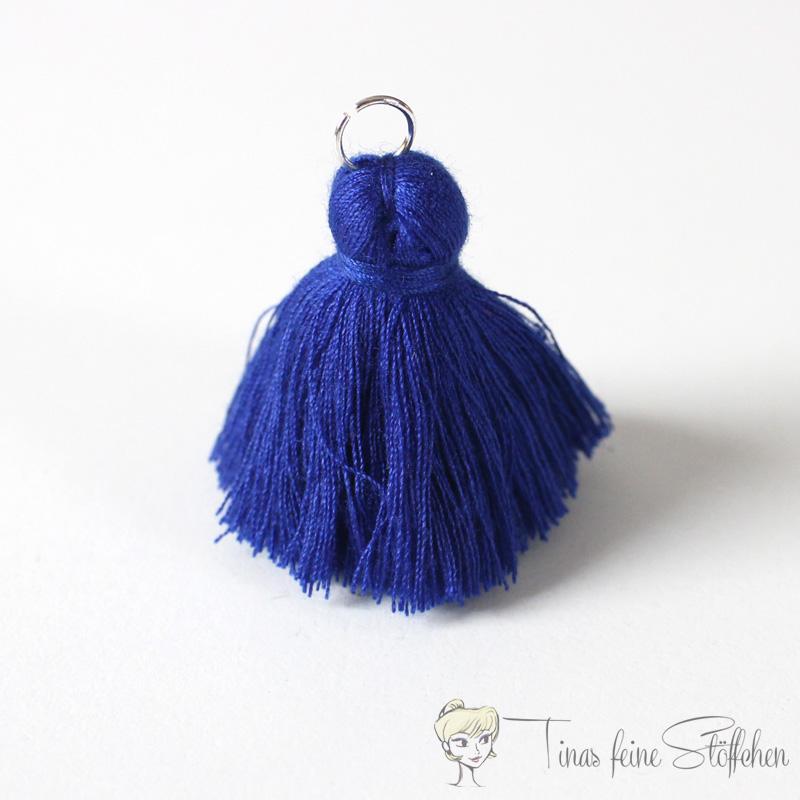 4cm dark blue cotton tassel - with metal ring