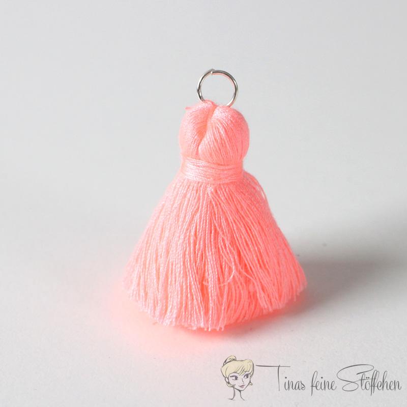 4cm salmon cotton tassel - with metal ring