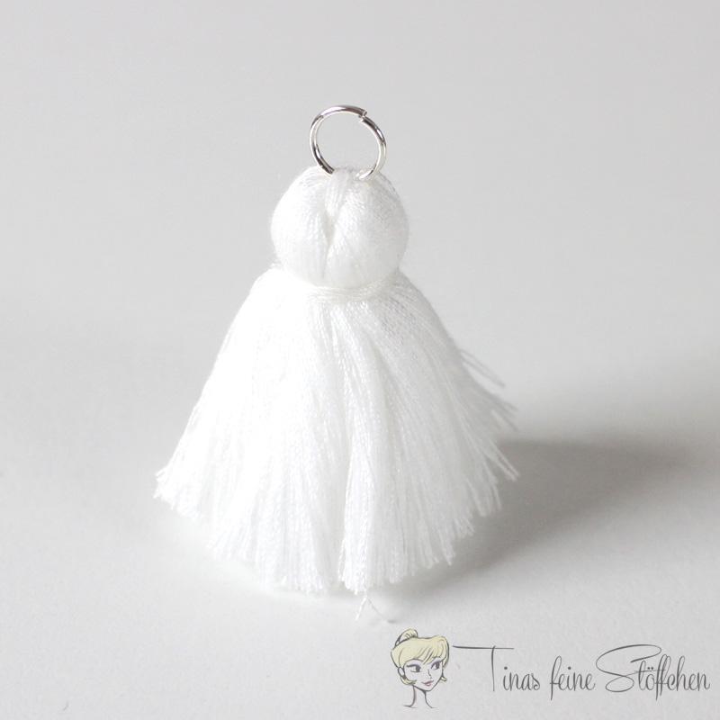 4cm white cotton tassel - with metal ring