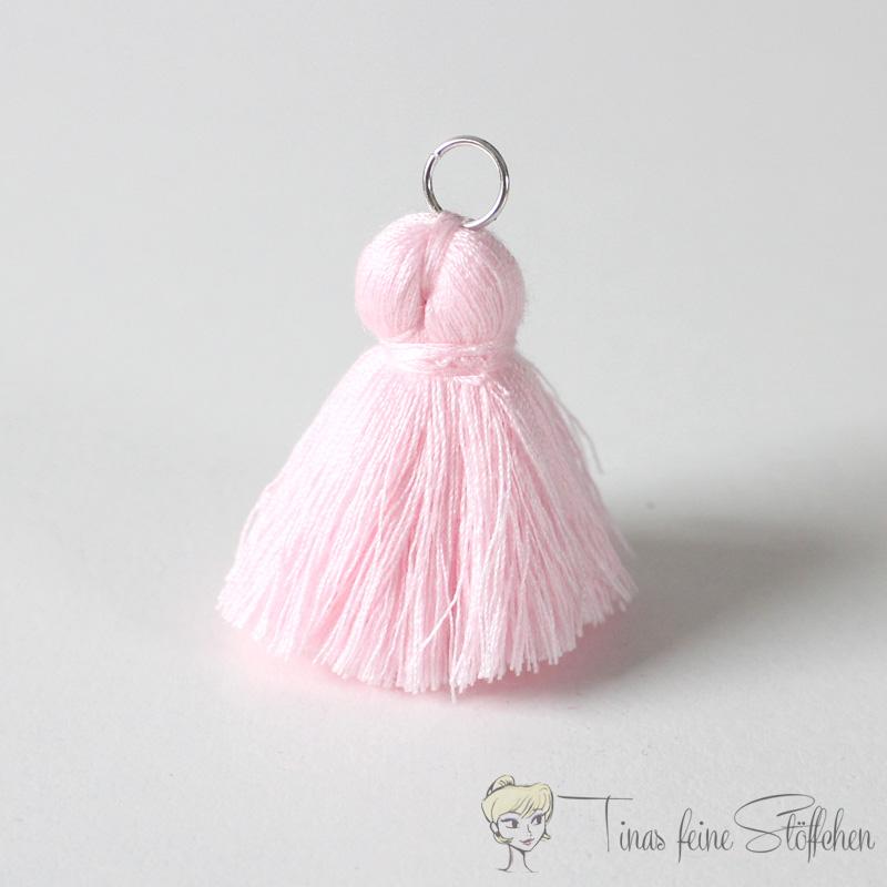 4cm light pink cotton tassel - with metal ring