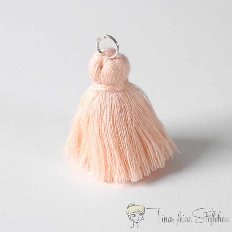 4cm apricot cotton tassel - with metal ring