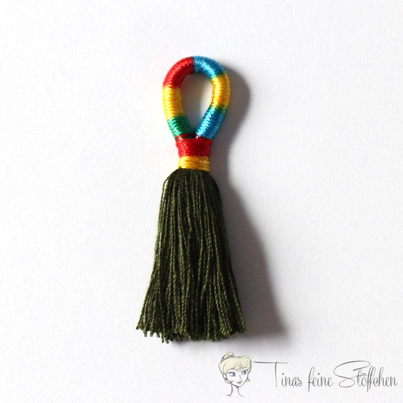 Beautiful handmade tassel made of cotton in olive green