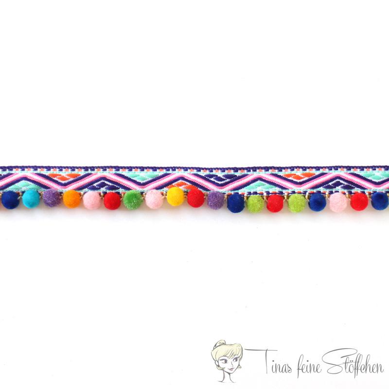 Colorful PomPon ribbon - approx. 1cm width and 0.6cm pompoms - Kopie