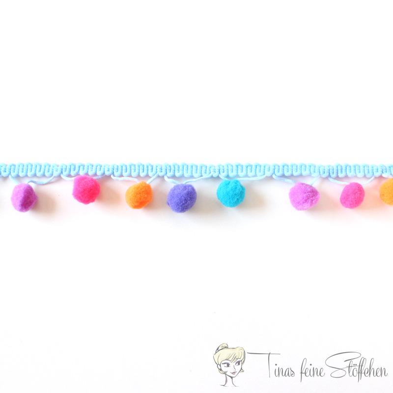 Colorful PomPon ribbon - approx. 1,5cm width and 1cm pompoms