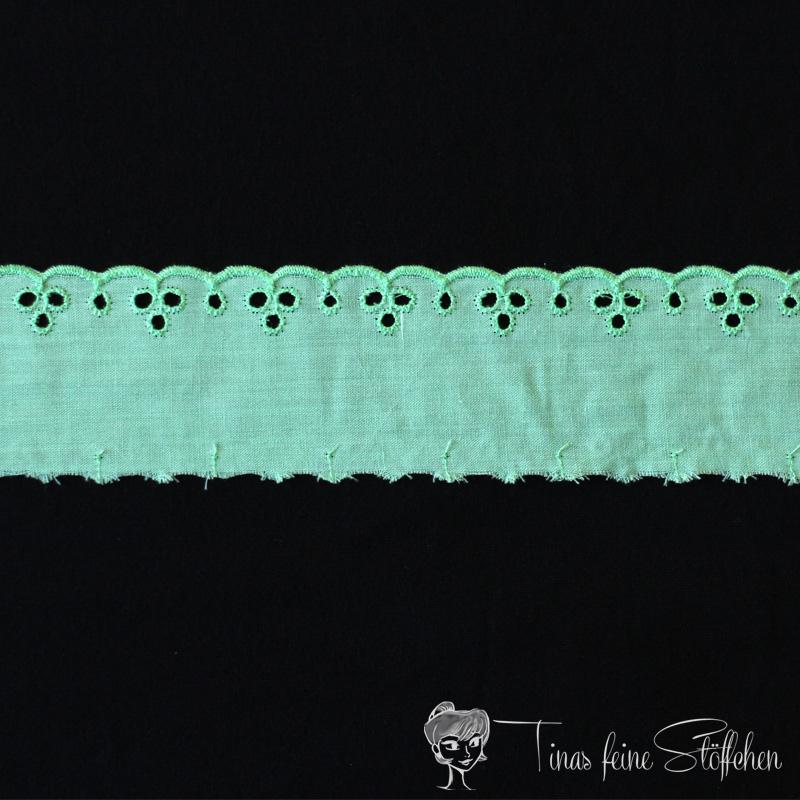 Lace ribbon light green flower pattern - approx. 4cm width