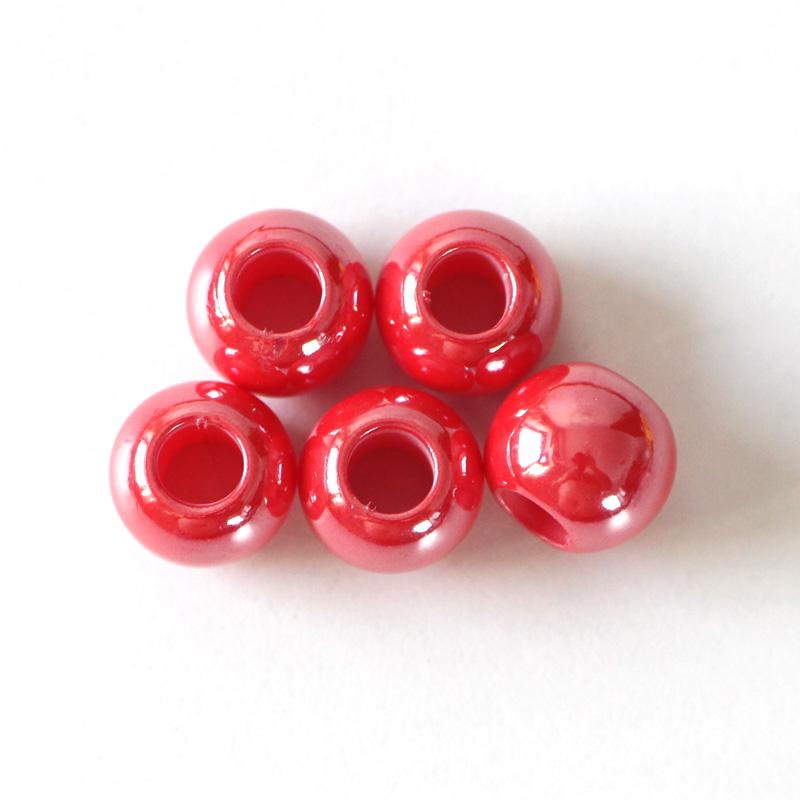 5 pieces Hoodie beads red, Ø ca. 12mm - pull through ca. 6mm